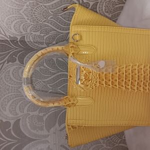 Yellow Crocodile-Embossed Women's Handbag